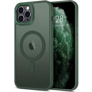 Hython Case for iPhone 11 Pro Max Case Magnetic Translucent Matte Phone Cases 6.5" [Compatible with MagSafe] Thin Slim Fit Shockproof Bumper Hard Protective Cover for Women Men Girls, Dark Green