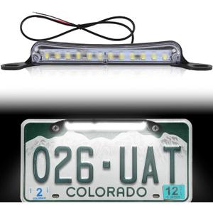 Xenon White LED License Plate Light, 12V DC Ultra Bright Assembly Replacement, Waterproof and Durable, Universal License Plate Light for Car Trailers RV Truck UTV ATV Boats.