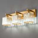Modern Bathroom Vanity Light 3-Lights Gold Crystal Bathroom Wall Light Vanity Light Fixtures 20.47-inch Modern Minimalist Design