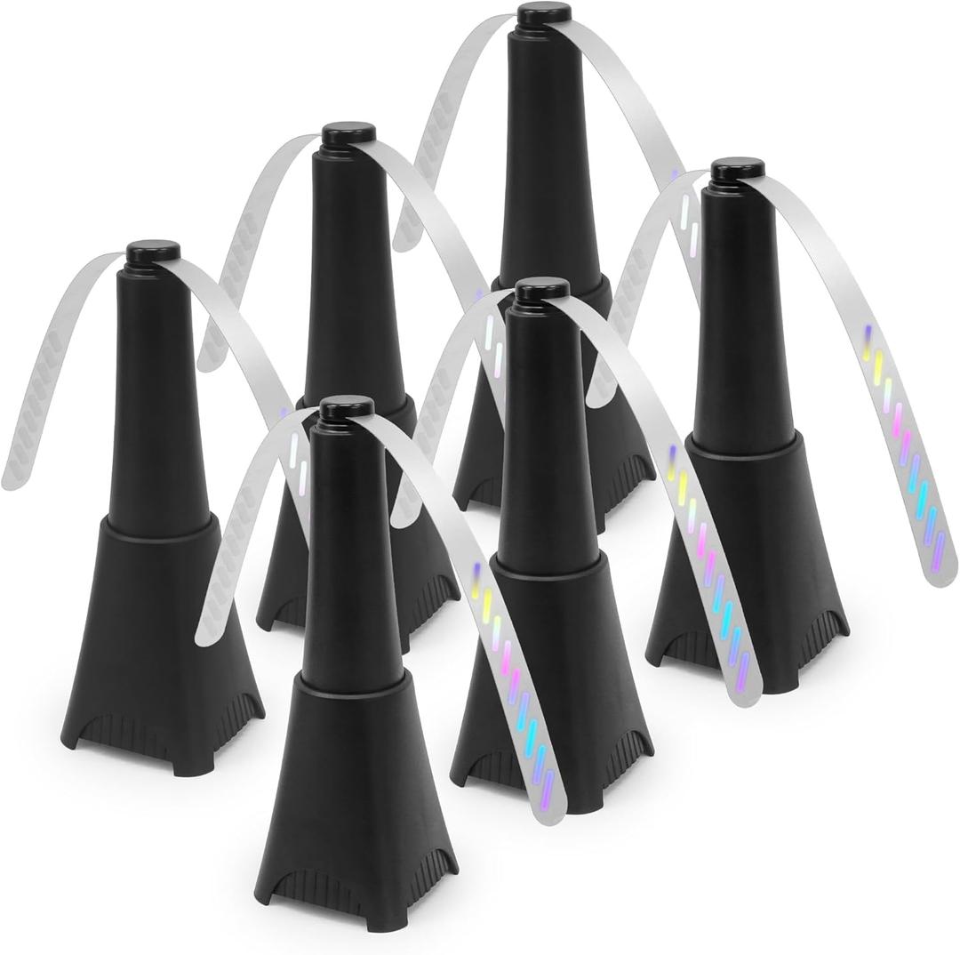 6 Packs Food Fans for Tables, AA Battery Powered, Portable Table Fans with Holographic Blades and Hook, Table Food Spinner Quiet for Picnic Home Party BBQ, Black, Small