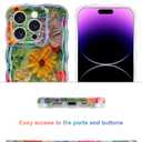 2 x Jusy Compatible with iPhone 11 Pro Max, Colorful Retro Oil Painting Printed Flower Laser Glossy Pattern Cute Curly Wave Phone Case Soft TPU Cover for Girly Women - Green Yellow