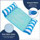 Aqua 4-in-1 Monterey Hammock Pool Float & Water Hammock, Multi-Purpose, Inflatable Pool Floats for Adults, Patented Thick, Non-Stick PVC Material, One Light Blue & One Navy/White Stripe, 2-Pack, 45.5 x 26"
