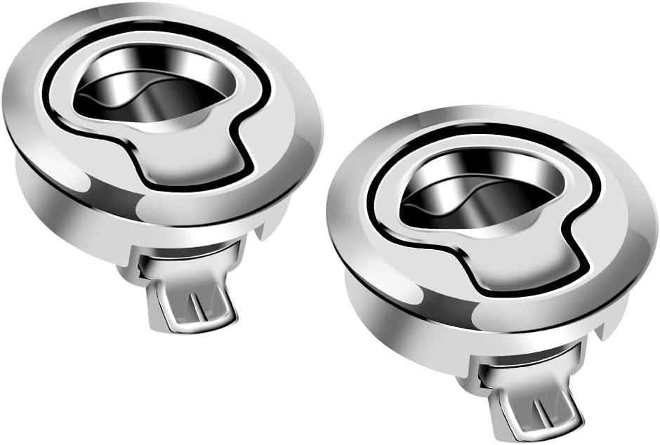 2PCS Boat Latch Flush Pull Slam Latch for Marine Boat Boor Latches 1/4'' Door Cabinet Hardware Silver Zinc Alloy (2 Pieces, Silver_1)