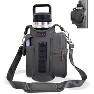 icolor Magnetic Gym Bag Water Bottle Carrier Holder with Phone Pockets & Shoulder Strap,Gym Magnetic Bag 5 Built-in Magnets Gym Accessories Organizer Sling Bottle Bag Pouch Sleeve (Gray)