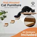 INICIO Cat Shelves Dog Proof Feeding Station with Wall Mounted Shelves, 3 Steps for wall with Floating Shelf for Cats Up to 15lbs, Includes Attached Cat Food Bowl for Convenient Feeding Brown