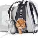 Lollimeow Cat Carrier Backpack, Bubble Dual Expandable Backpack Carrier, Pets and Small Dogs,Airline-Approved, Designed for Travel, Hiking, Walking & Outdoor Use (Dual Expandable-Black)