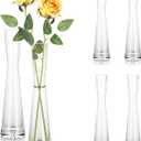 Hewory Glass Bud Vases for Centerpieces Set of 6, Handmade Modern Clear Small Skinny Decorative Single Flower Vase, Minimalist Slim Floral Vase for Home Wedding Party Events Table Decor, 9.64"
