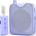 SHIDU 35W Power Voice Amplifier with Bluetooth Wireless Lavalier Microphone, Portable Teacher Mic with Speaker Personal Clip On Microphone System for Teacher Meeting Training-M500 (Purple)
