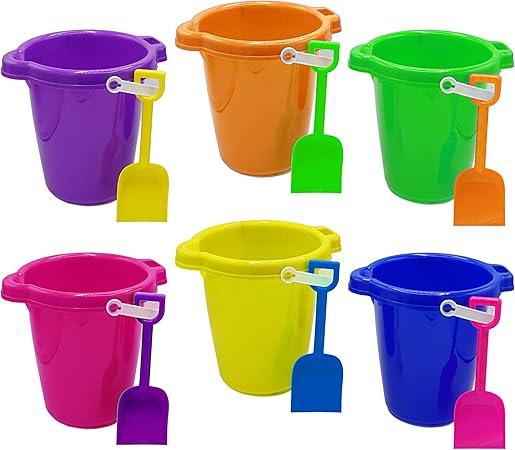Beach Buckets and Shovels for Kids Bulk - Strong Large Sand Bucket for Toddler Beach Toys for Kids 3-10, SandBox Toys, 4 Pcs