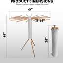 Clothes Drying Rack Foldable, Rotary Tripod Laundry Drying Rack,16 Wooden Poles,Rotatable Portable Floor Standing Clothes Airer,Laundry Drying Rack Floor Standing, beech