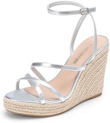 DREAM PAIRS Strappy Espadrille Platform Wedge Sandals for Women Dressy Summer, Comfortable Open Toe Sandals with Cushioned Insole and Ankle Strap Buckle, 9.5