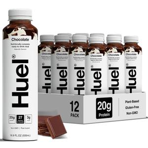 Huel Ready-to-Drink | Chocolate Meal Replacement Drink | High Protein Drink | Nutritionally Complete, Low Sugar, High Fiber, Plant Based, Vegan, Healthy | 20g Protein Per Bottle | 16.9 Fl Oz (12 Pack) (EXP 05/31/27)