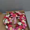 Bibelot Valentine's Day Heart Shaped Tulip Wreath, 20 Inch Pink White Tulip Floral Wreath for Front Door, Artificial Flower Heart Wreaths for Wedding Anniversary Festival Decorations