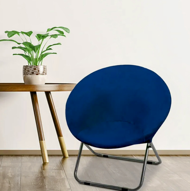 Round Saucer Chair Cover Replacement Washable Stretchable Furniture Protection Jacquard Moon Chair Slipcover for Fluffy Collapsible Chair for Living Room,Dorm, Blue
Size M