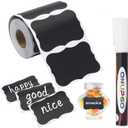 ONUPGO Chalkboard Labels-180pcs Waterproof Reusable Blackboard Stickers with 1 Liquid Chalk Marker for Mason Jars, Parties Decoration, Craft Rooms, Weddings, Storage, Organize Your Home & Kitchen