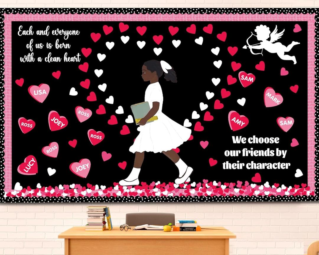 Valentine's Day Bulletin Board Decorations Black History Month Bulletin Board Set African American Country Festival February Heart Craft Cutouts for School Classroom Office Door Wall Decor Supplies