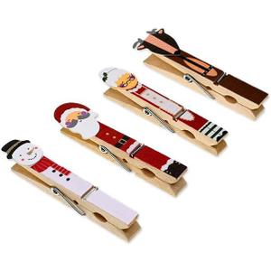 Christmas Decorative Character Clothespins - Santa, Mrs. Claus, Snowman, and Reindeer - for Decoration, Card Display, and More Christmas Decorative Character Clothespins - Santa, Mrs. Claus, Snowman, and Reindeer - for Decoration, Card Display, and More
