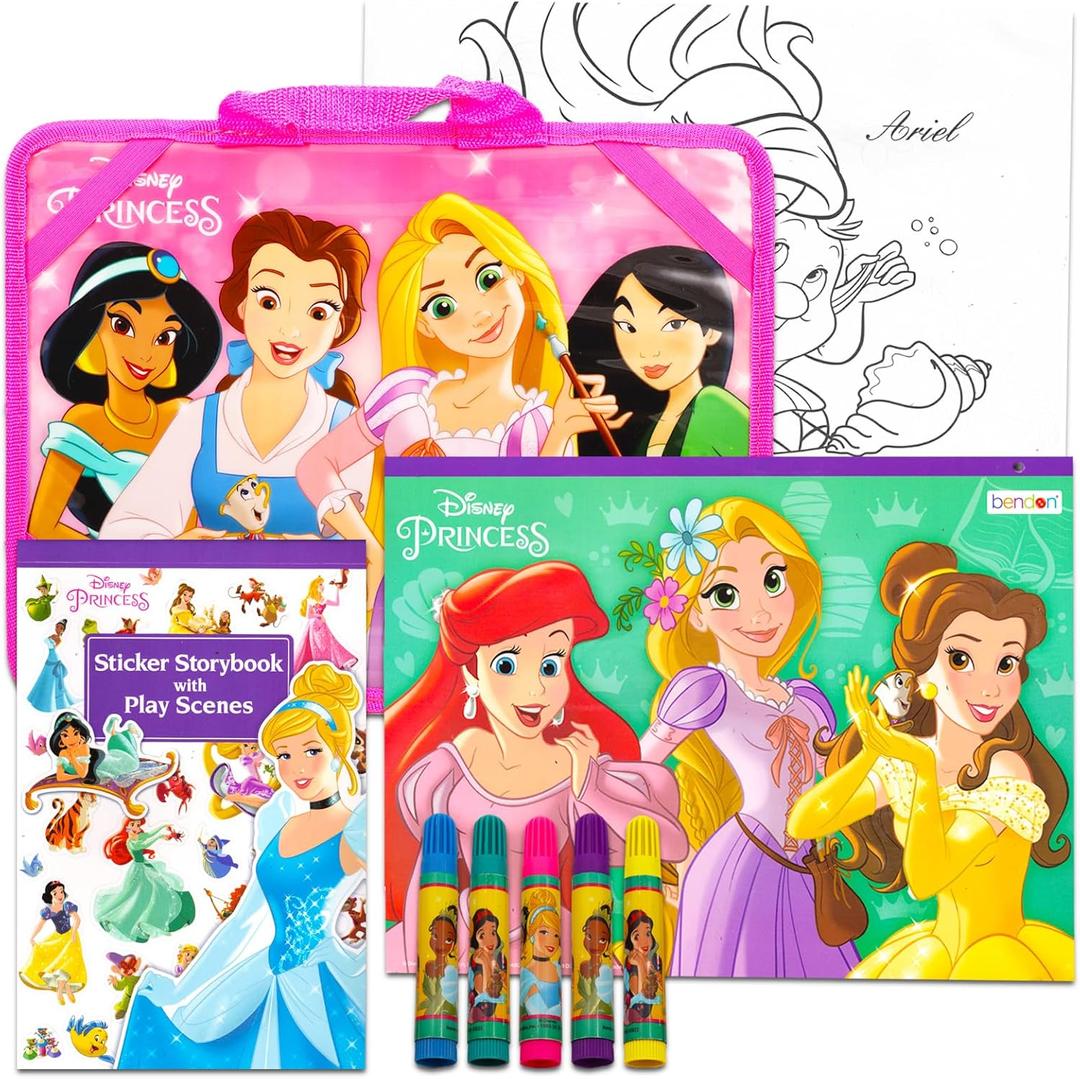 Disney Princess Lap Desk Activity Set - Arts & Crafts Bundle of Lap Desk, Coloring Book, Stickers, Games, Puzzles, More | Disney Princess Travel Pack