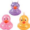 Squishy Stress Relief Animal Toys - 4pcs Colorful Glitter Fidget Toys, Cute Soft Squeeze Toys, Moldable Sensory Toy for Adult, Kids, Party Favors Anxiety Relief Squishy Toys(Dinosaur)