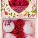 Valentines Bath Bombs Shower Steamers: Handmade Natural Bath Balls with Surprise for Women Gift Set - Relaxing Bubble Bathbombs Scented Rose Hearts Flower Romantic Birthday for Girls Kids Mom