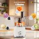 NEWBULIG 10.5 Cups Food Processor, Versatile Food processors with 5 Blades, 600W Powerful Meat Grinder for Slicing, Shredding, Chopping, Kneading, Dishwasher Safe, for Meat, Vegetables, Fruit, Dough