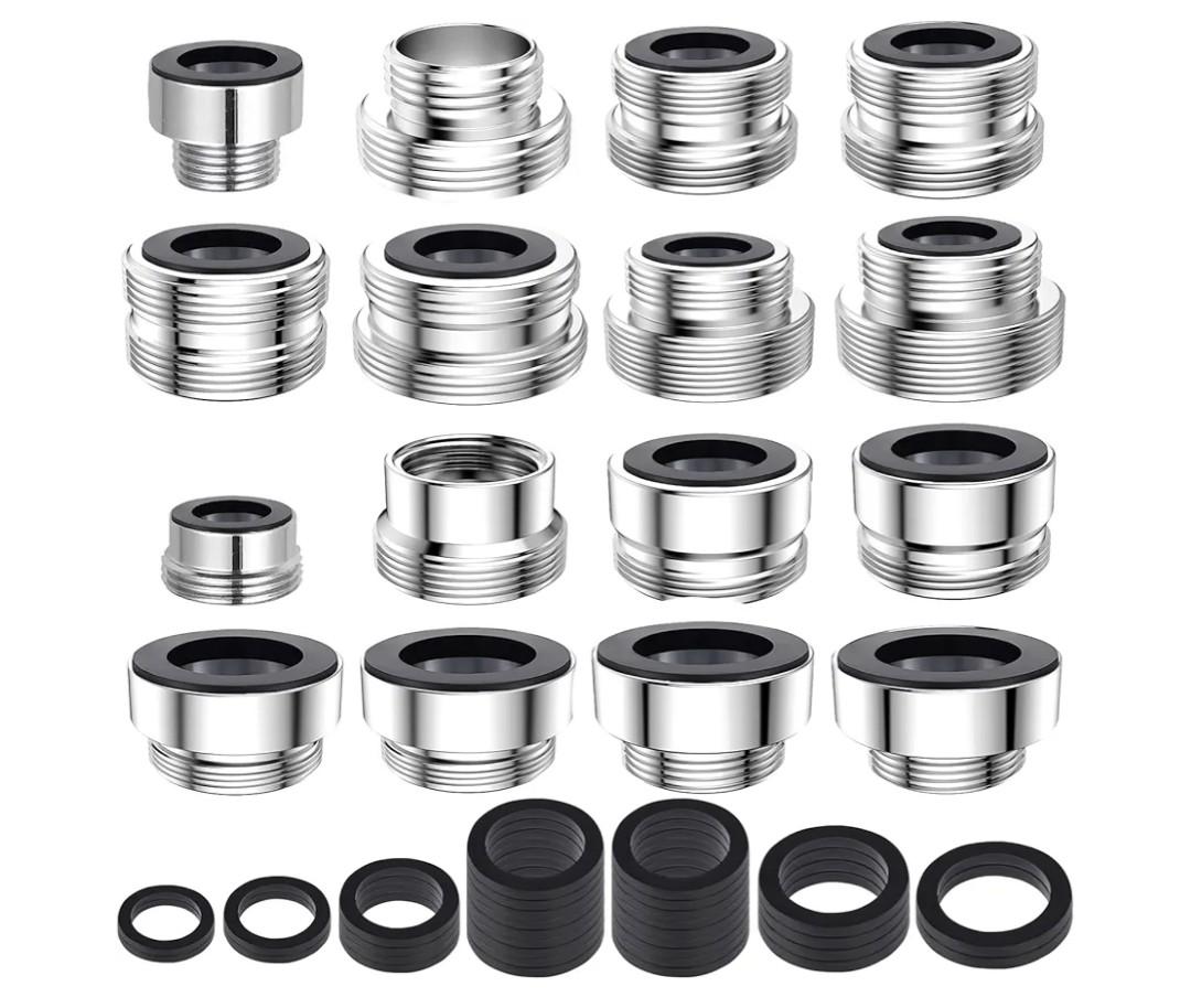 16 pcs Faucet Adapter Kit, CNYMANY Kitchen Aerator Adapter Set Male Female M22 Sink Faucet Adapter Connecting Garden Hose Water Filter Standard Hose via Diverter