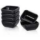 DELLING 3 Oz Porcelain Dip Bowls Set of 6, Black Ceramic Dipping Sauce Bowls - Small Bowls for Charcuterie Board Accessories, Soy Sauce Dish, Condiment Cups for BBQ Party, Dishwasher Safe