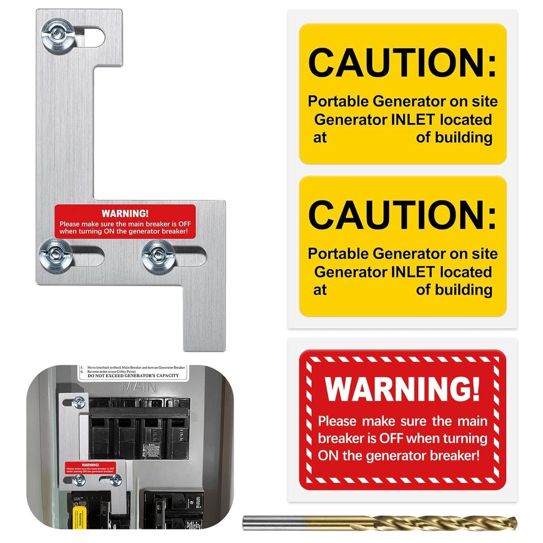 Generator Interlock for ITE, Gould, Siemens, Murray 150 or 200 Amp Panels with 1 1/4 Inches Spacing, Brushed Nickel