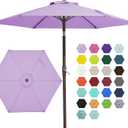 JEAREY 7.5FT Patio Umbrella Market Table Umbrella with 6 Sturdy Ribs, Push Button Tilt/Crank Outdoor Umbrella for Garden, Deck, Backyard, Pool and Porch,Taro Purple