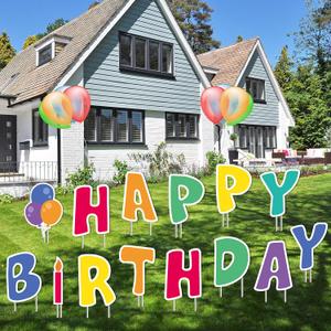 Fanboxk Happy Birthday Yard Signs with Stakes - Happy Birthday Sign for Yard for Kids & Adults - Set of 42-14 Pack Colorful Outdoor Weatherproof Birthday Party Decorations and 28 Stakes.