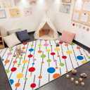 Breling Classroom Rugs Elementary, Polka Dot Classroom Rug 6 x 9 ft