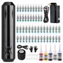 STIGMA Wireless Tattoo Gun Tattoo Kit Complete with 50pcs Tattoo Cartridge Needles 1500mAh Tattoo Battery 5 Colors Ink Set with Accessories STP29KITP199-1