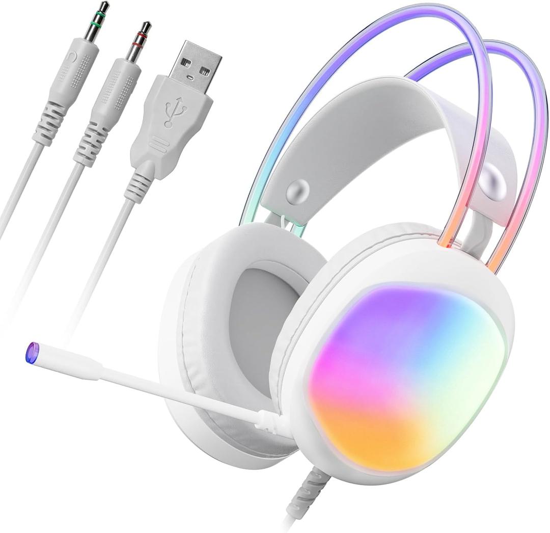 Headset with Mic, RGB Wired Gaming Headset with Surround Sound, Noise Canceling Gaming Headphones for PC, PS5/PS4, Laptop, Mac, Nintendo- HG8959