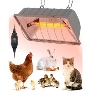 300W Dual-Mode Heat Lamp for Chickens - Long-Lasting Chicken Coop Heater & Chick Brooder Kit Companion, Safe Design with 7.87ft Cord for Poultry, Ducks, and Other Livestock