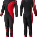 Yueta Mens Wetsuit 3mm Neoprene Full Body Diving Suit Front Zip Long Sleeve Keep Warm for Swimming Surfing Snorkeling Kayaking in Cold Water (Men's Red, XXL)