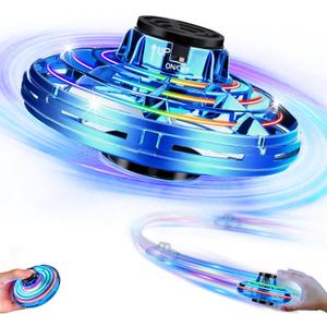 Drone for Kids Flying Toys,2025 Upgrade LED Fidget Spinner, Hand Operated Fidget Flying Spinner Toy for Indoor Outdoor,Christmas Birthday Gifts for 6 7 8 9 + Year Old Boys Girls(Blue,ABS)