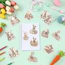 Eaasty 30 Pack Easter Bunny Sticky Notes Polka Dot Rabbit Memo Pad Self-Adhesive Easter Striped Checkered Notepad for Classroom Student Office Spring Gifts Party Favors