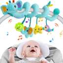 FPVERA Spiral Car Seat Activity Toy, Stroller Arch Baby Crib Hanging Toy with Rattle, Squeaky, Ringing Bell for Bassinet, Stroller, Crib for Infant Newborn Boy Girl Ages 0-12 Months (Blue Elephant)