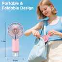 Portable Personal Misting Fan, Handheld Rechargeable Cooling Fan, 3-Speed, Suitable for Travel, Beach and Office Use Pink