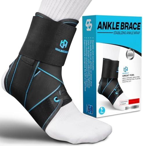 Healrecux Lace Up Ankle Brace for Women Men, Ankle Support for Sprained Ankle, Plantar Fasciitis Brace Stabilizer Wrap for Basketball, Volleyball, Sports, Injury Recovery, S