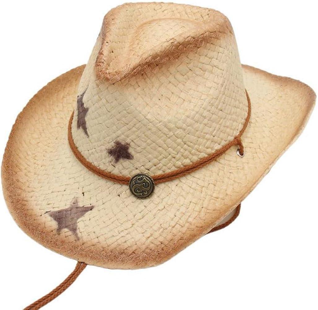 Natural Cowboy Cowboy Straw Hat, Unisex One Size Men's Women's Summer Coachella Beach