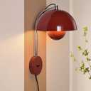 COSYLUX Mid-Century Modern Bud Plug in Wall Sconces, Rust Red | Indirect lighting reading wall lamp, all-metal construction, plug-in or hardwired install, fits bedroom bedside, living room