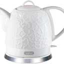 LONGSEED Ceramic Electric Kettle 1.0L(34oz), 1000W Fast Boiling, Automatic Shut-Off &, BPA-Free, Cordless Water Boiler, Boil Dry Protection, Pot with LED Indicator for Home Office Kitchen