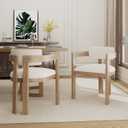 Christopher Knight Home Falcon Fabric Upholstered Dining Chairs Set of 2, Modern Wooden Dining Armchair, Curved Backrest Kitchen Side Chair, Living Room Accent Chair for Extra Seat, Light Ash+Beige