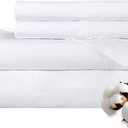 ROYALE LINENS 300 Thread Count 100% Long Staple Combed Cotton Sheet Set - 4 Piece Queen Bed Sheets - 1 Fitted, 1 Flat & 2 Pillow Cases - Soft Cool & Crisp Sheet Set (Queen, White)