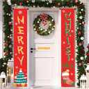 2 x Christmas Decorations Porch Banner, Xmas Yard Front Door Decor,Porch Sign Set Wall Hanging Outdoor Christmas Decoration and Supplies for Home Party Holiday Office -12 x 71 inch (Red 02)