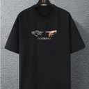 Men's Graphic Tee Shirt Crew Neck Short Sleeve Summer Tshirt Top Streetwear Vacation Clothes (Black, L)