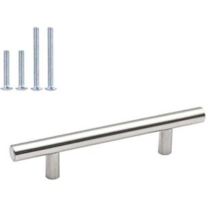 homdiy 20 Pack Brushed Nickel Round Bar Cabinet Pull Drawer Handle Stainless Steel Modern Hardware for Kitchen Cabinet Cabinets and Dresser Drawers, 4in Center to Center 201SN