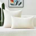 FUTEI Cream Decorative Throw Pillow Covers 16x16 Inch Set of 2,Soft Chenille Triangle Check Pattern Cushion Case,Modern Home Decor for Couch Bed Living Room