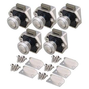 RDEXP Push Button Keyless Locks Latch Knob Cupboard 2cm/0.79in Mounting Hole for RV Drawer Cabinet Door Thickness 1.5-1.8cm Set of 5